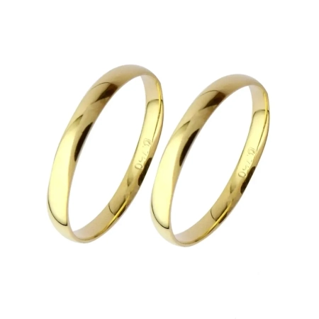 Aliança de Casamento de Ouro 18k 3mm Anatômica