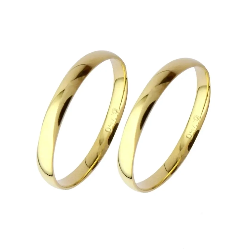 Aliança de Casamento de Ouro 18k 3mm Anatômica