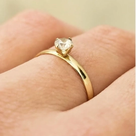 Anel Solitário de Ouro - Anel de Noivado - LSR Joias - Joias Artesanais