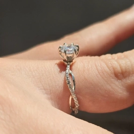 Anel de Noivado Ouro Branco - Anel de Casamento - LSR Joias