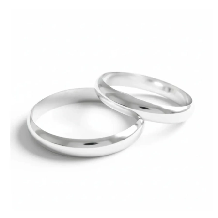 Alianças Namoro de Prata Abaulada 3,5mm - LSR Joias - Joalheria Artesanal