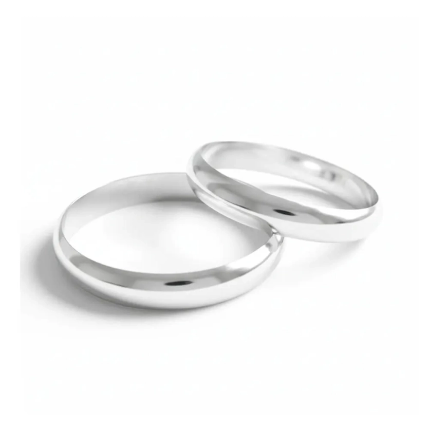 Alianças Namoro de Prata Abaulada 3,5mm - LSR Joias - Joalheria Artesanal