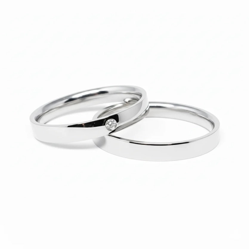 Aliança de Compromisso de Prata Reta por Fora e Anatômica com Zircônia - 3mm