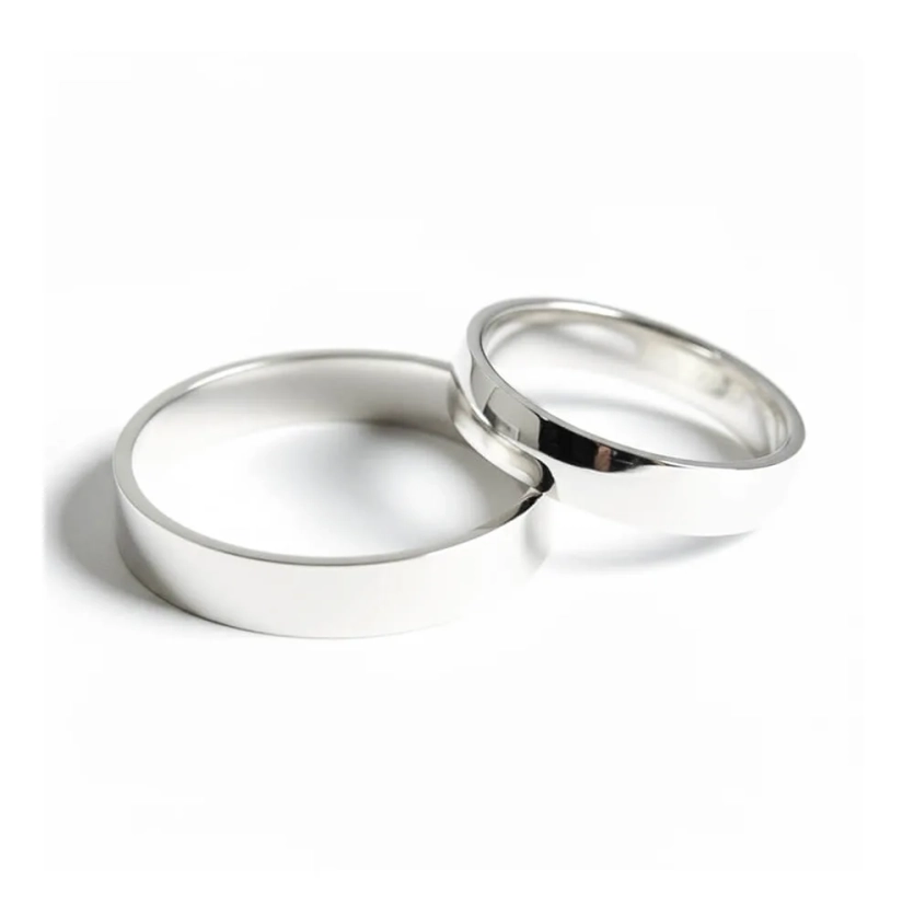 Aliança de Compromisso de Prata Reta por Fora e por Dentro - 6mm