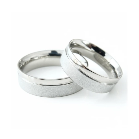 Aliança de Namoro de Prata 950 Reta e Anatômica - Diamantada e Polida/Espelhada com 6,0mm - fabricadas pela LSR Joias