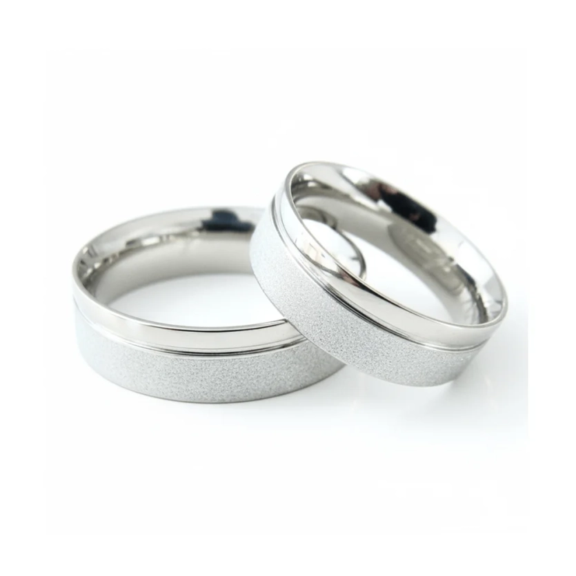 Aliança de Namoro de Prata 950 Reta e Anatômica - Diamantada e Polida/Espelhada com 6,0mm - fabricadas pela LSR Joias