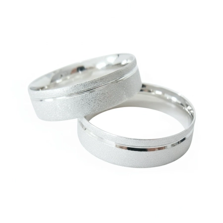 Aliança de Namoro de Prata 950 Reta Anatômica e Diamantada com Friso 5,5mm