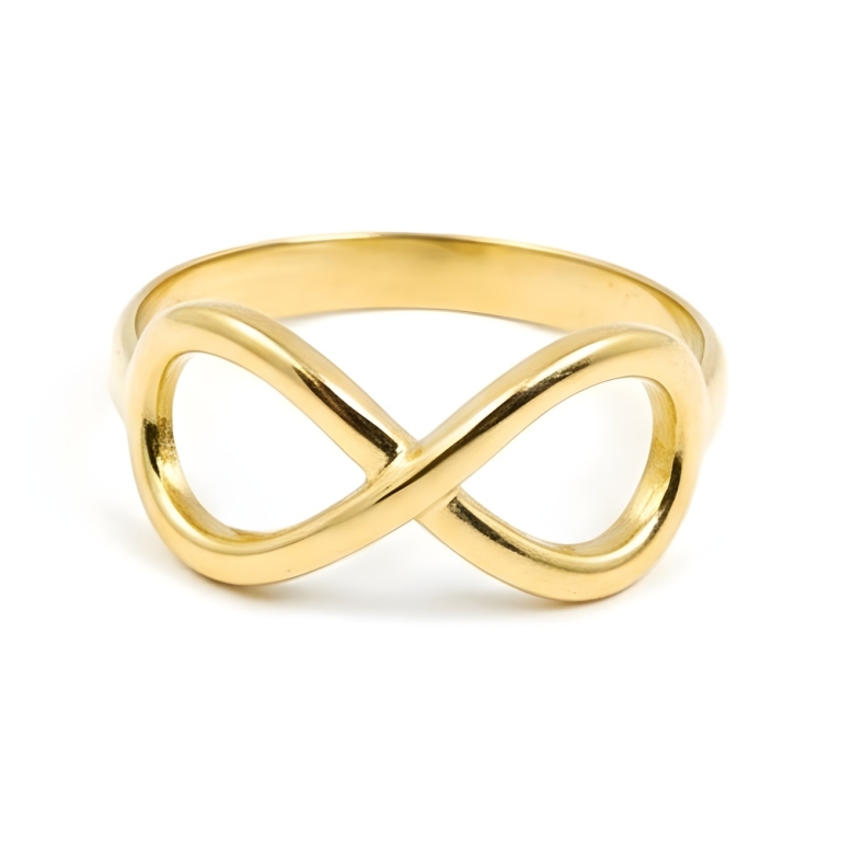 Anel de Ouro 18k Nó Eterno - Anel de Ouro Infinito Majestade - Anel Feminino Símbolo Infinito - Joalheria Artesanal