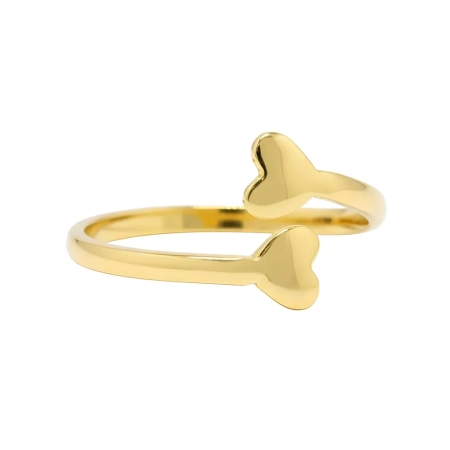 Anel de Ouro 18k 2 Corações Ajustáveis - Anel Exclusivo LSR Joias - Joalheria Artesanal