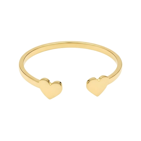Anel de Ouro 18k Aro Aberto com 2 Corações - Anel de Ouro 18k Exclusivo LSR Joias - Joalheria Artesanal