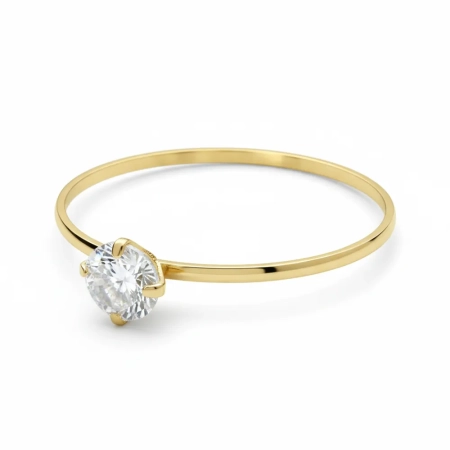 Anel Solitário de Ouro 18k com Zircônia - LSR Joias