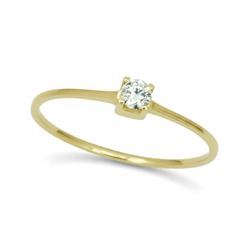 Anel Solitário de Ouro 18k com Diamante - LSR Joias - Joalheria Artesanal