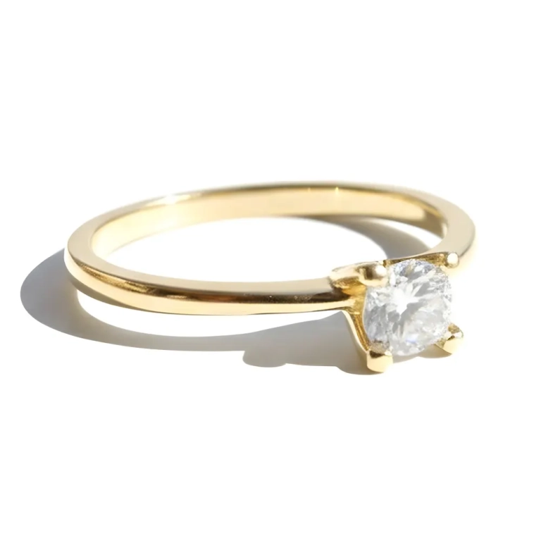 Anel Solitário de Ouro 18k comDiamante de 20 Pontos (0,2 cts) - Lindo Anel de Casamento - LSR Joias