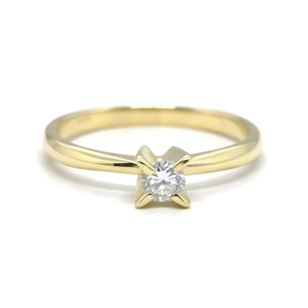 Anel Solitário de Ouro 18k com Garras Grossas e Brilhante 10 Pontos